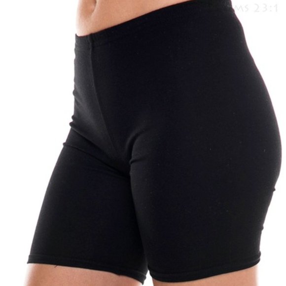 Black Cotton Mid Length Biker Shorts - Picture 2 of 4